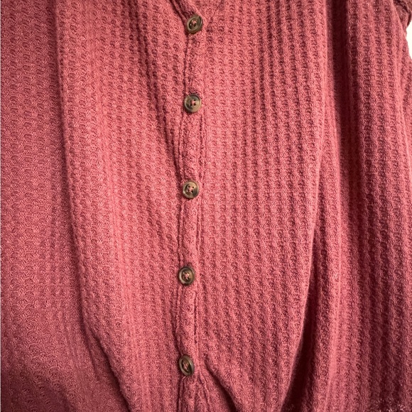 Wild Fable Mauve Waffle Knit Tie-Front Button Tank Size L - Picture 3 of 6